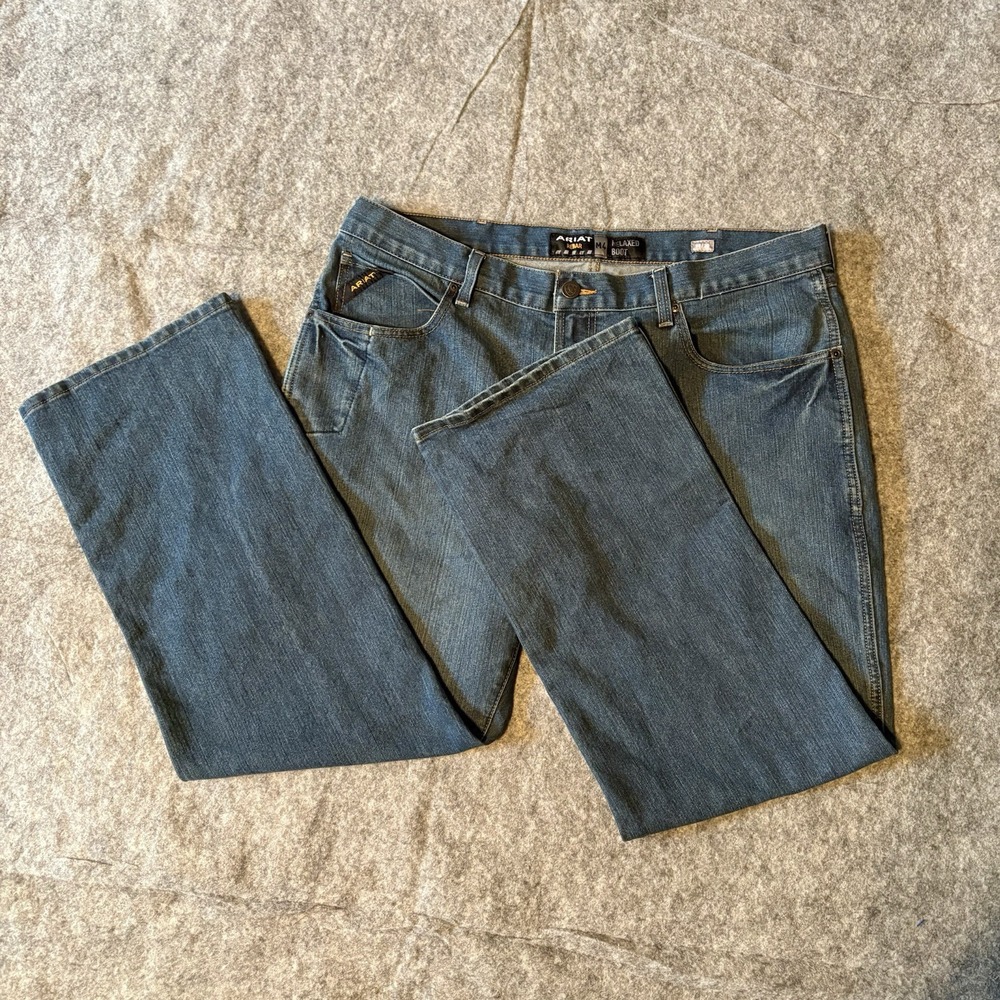 Ariat Men's Jeans Tagged‎ 38 X 30 Rebar M4 Relaxed Boot Cut Medium Wash Denim